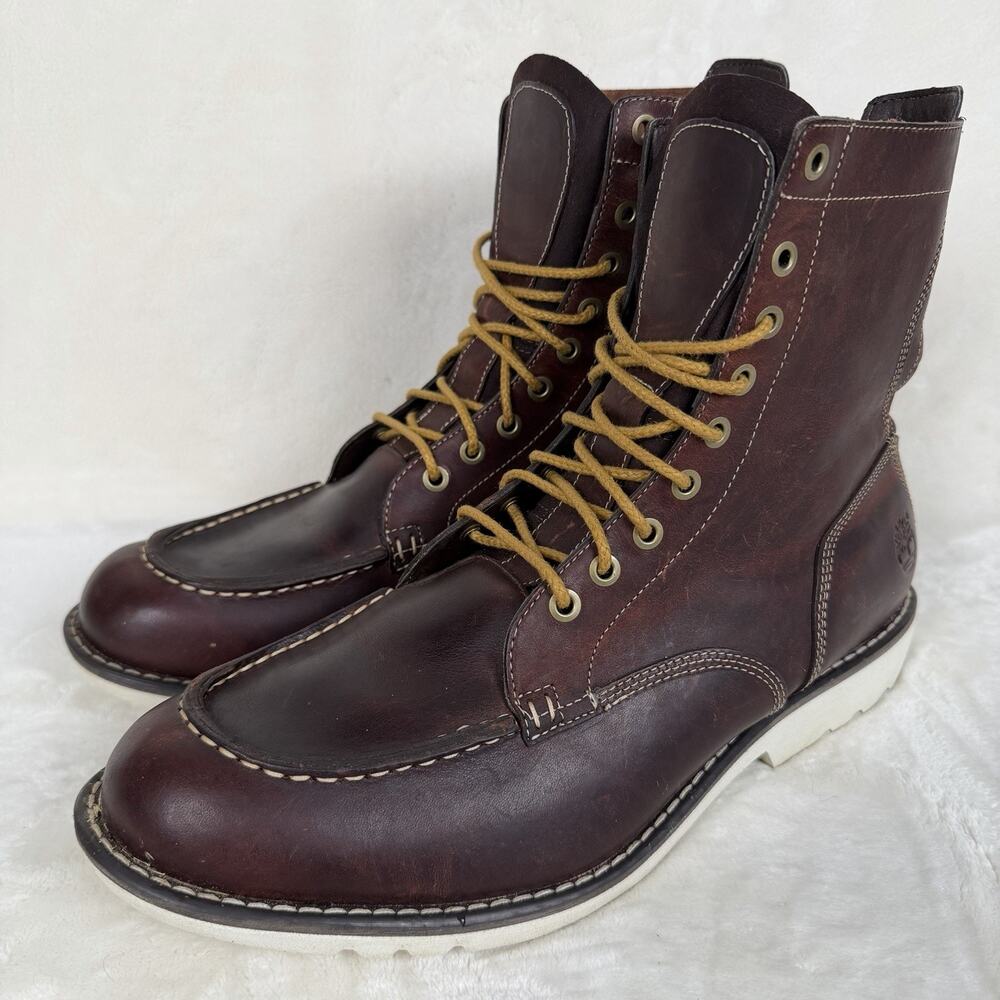 Timberland Earthkeepers Men’s Size 12 Brown Leather Moc Toe Lace Up Boots